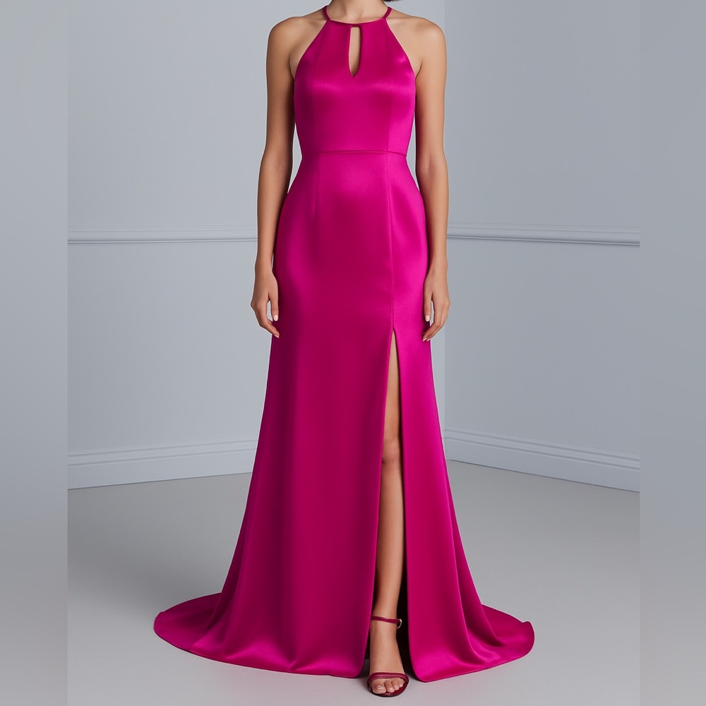 Amsale Nia Magenta Halter Maxi Dress‎
